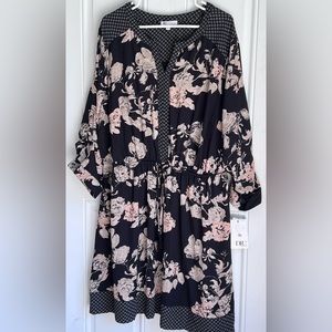 DR2 dress, size 3X, NWT, black, white, tan and light pink